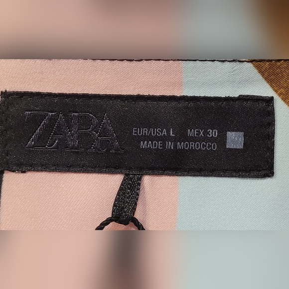 Zara Multicolor Graphic Feather-Hem Crop Top Size Large - Picture 5 of 8